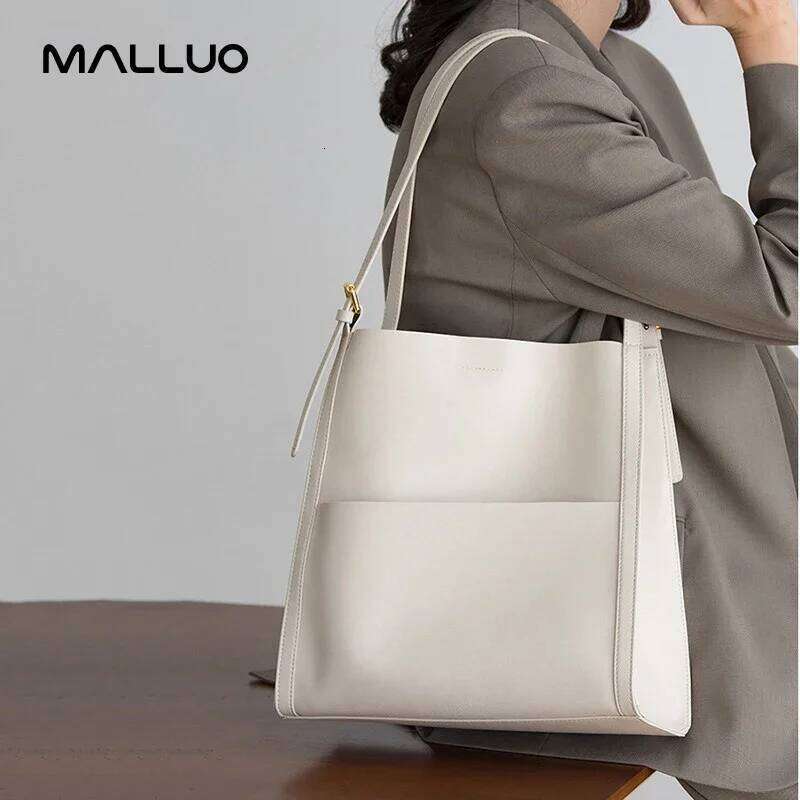 Women's Cow Leather Shoulder Lady Soft Cowhide Design Tote Casual Bucket Handbags Female High Quality Fashion Bags