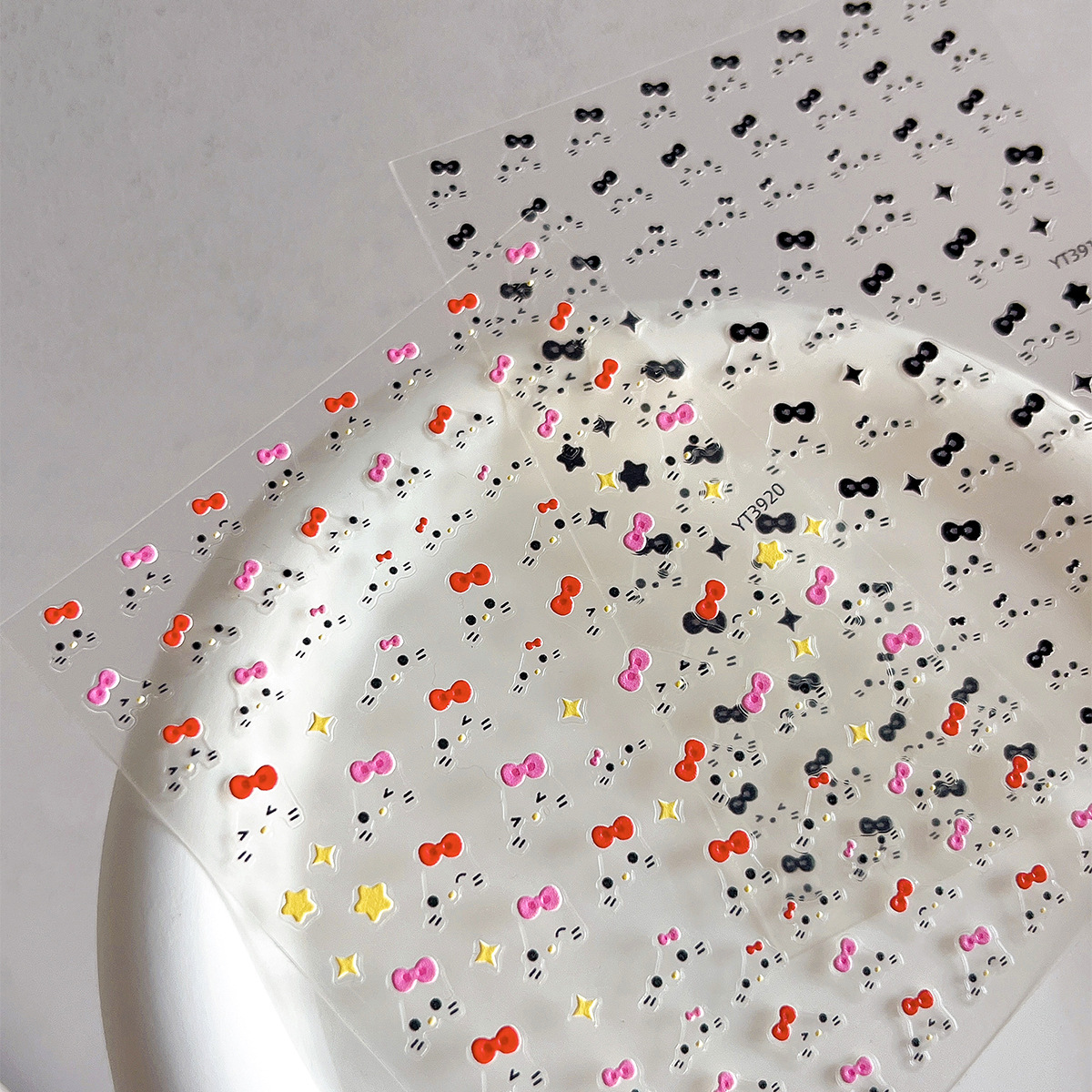 3D Simple hello Kitty Nail Sticker Decal Adhesive Slider Decoration Nail Stickers for Gel Press On Nails - Self-Adhesive Minimalist Ribbon Nail Art De