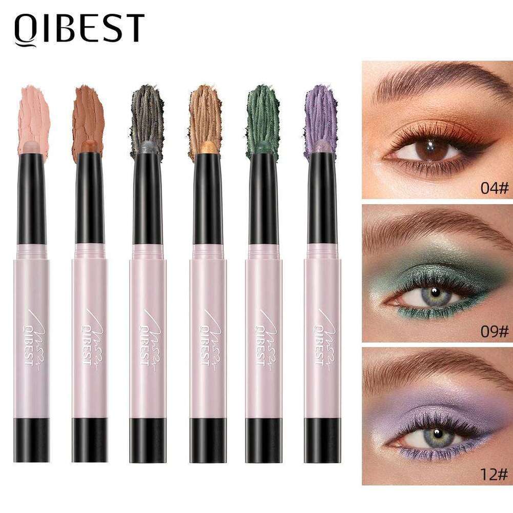 QIBEST Pearlescent Silkworm Eyeshadow Pencil Lasting Glitter Shiny Pigment Makeup Waterproof Nude Matte Eye Shadow Pen Cosmetics X250