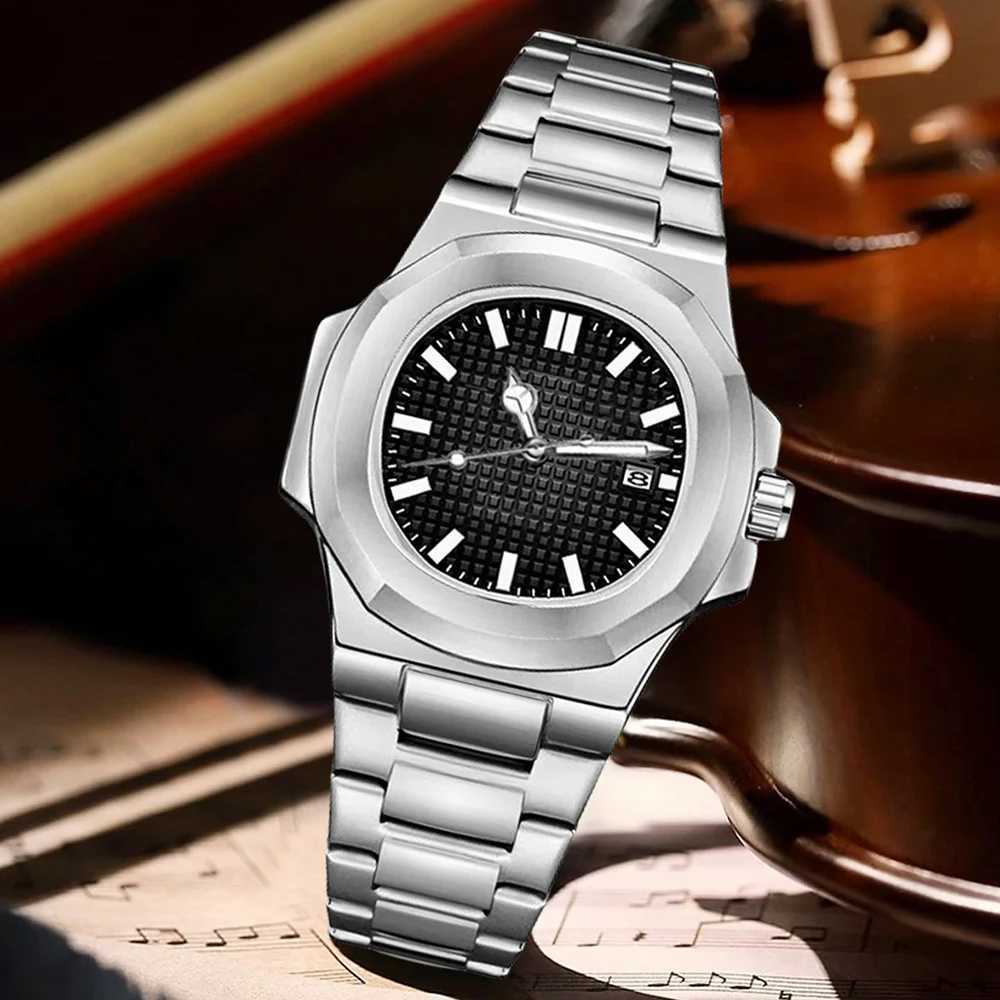 1PCS Silver Mens Watch Fashion Trend Simple Wind Strap Calendar Quartz Watch Suitable for Daily Clothing Matching Perfect Gift W250724