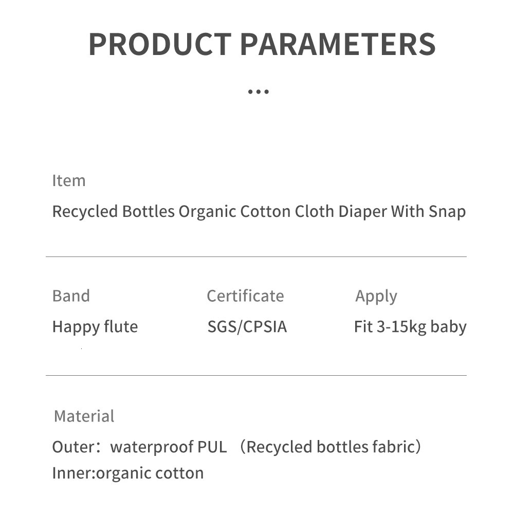 Happyflute Organic Cotton Pocket Diaper Washable Reusable Recycled Baby Cloth For 315kg Baby 250724