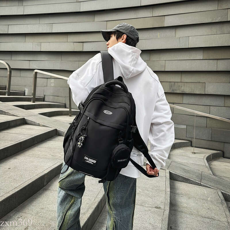 Korean Trendy Cool for Men Street Style Hip-Hop Graffiti Backpack Large Capacity Lightweight Nylon Student School Bag