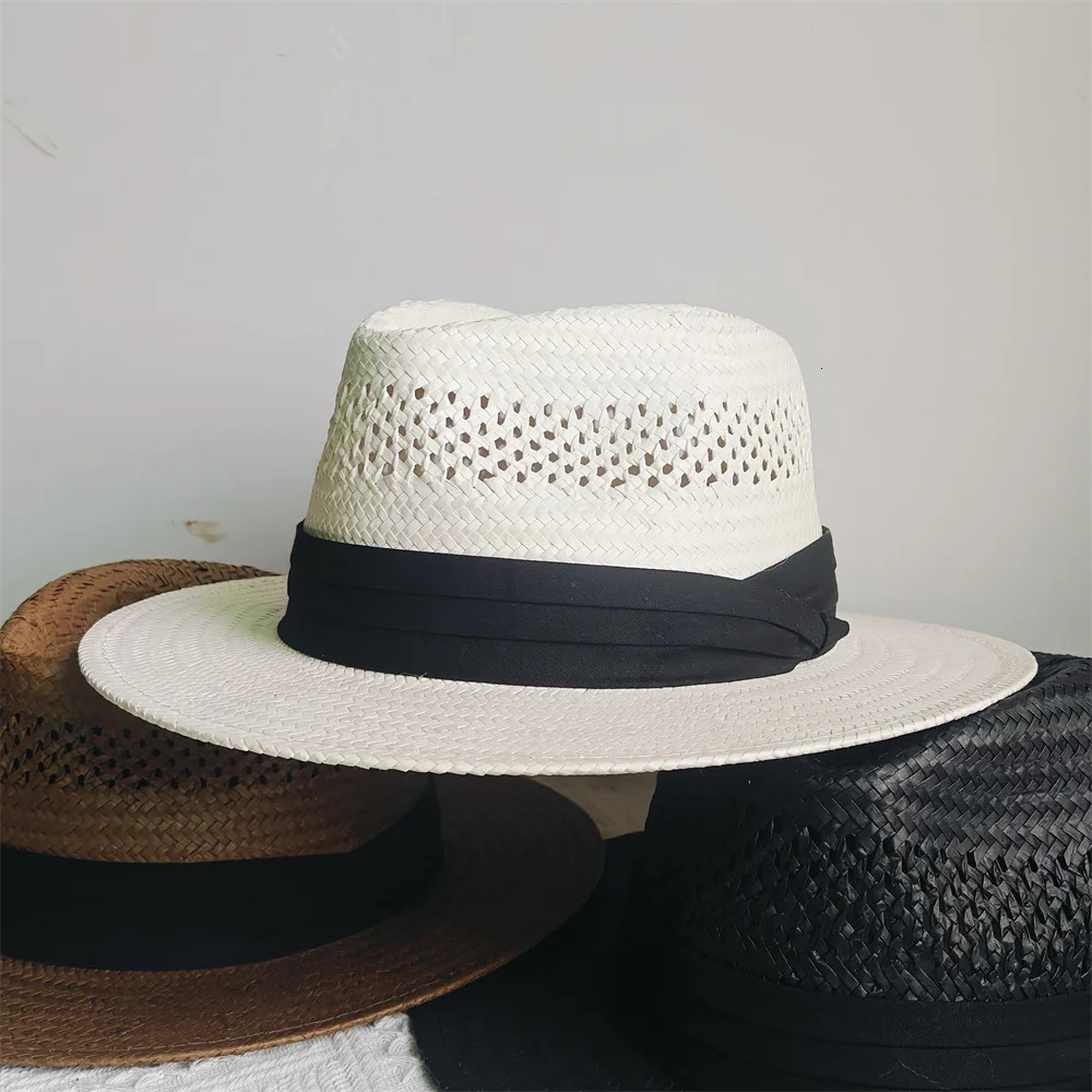 Panama Hat Summer Fashion Simple Men and Women Wide Brim Female Jazz Top Hat Classic Gentleman Beach Sun Hat sombrero hombre 250722