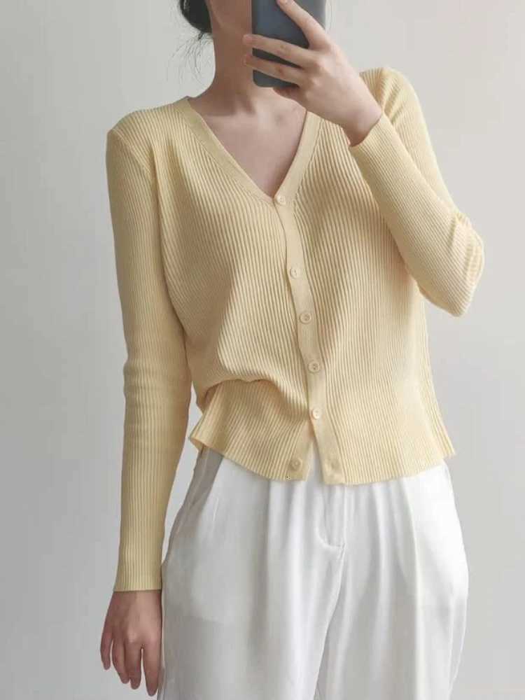 2025 Womens Long Sleeve Cropped Cardigan V Neck Button Down Knit Lady Autumn Spring Knitted Single-breasted Cardigan Sweaters X250724