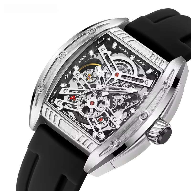DHwatches MEGIR Men's Watch - Automatic Skeleton, Luminous, 30M Waterproof, Silicone Strap, Business Mechanical Wristwatch