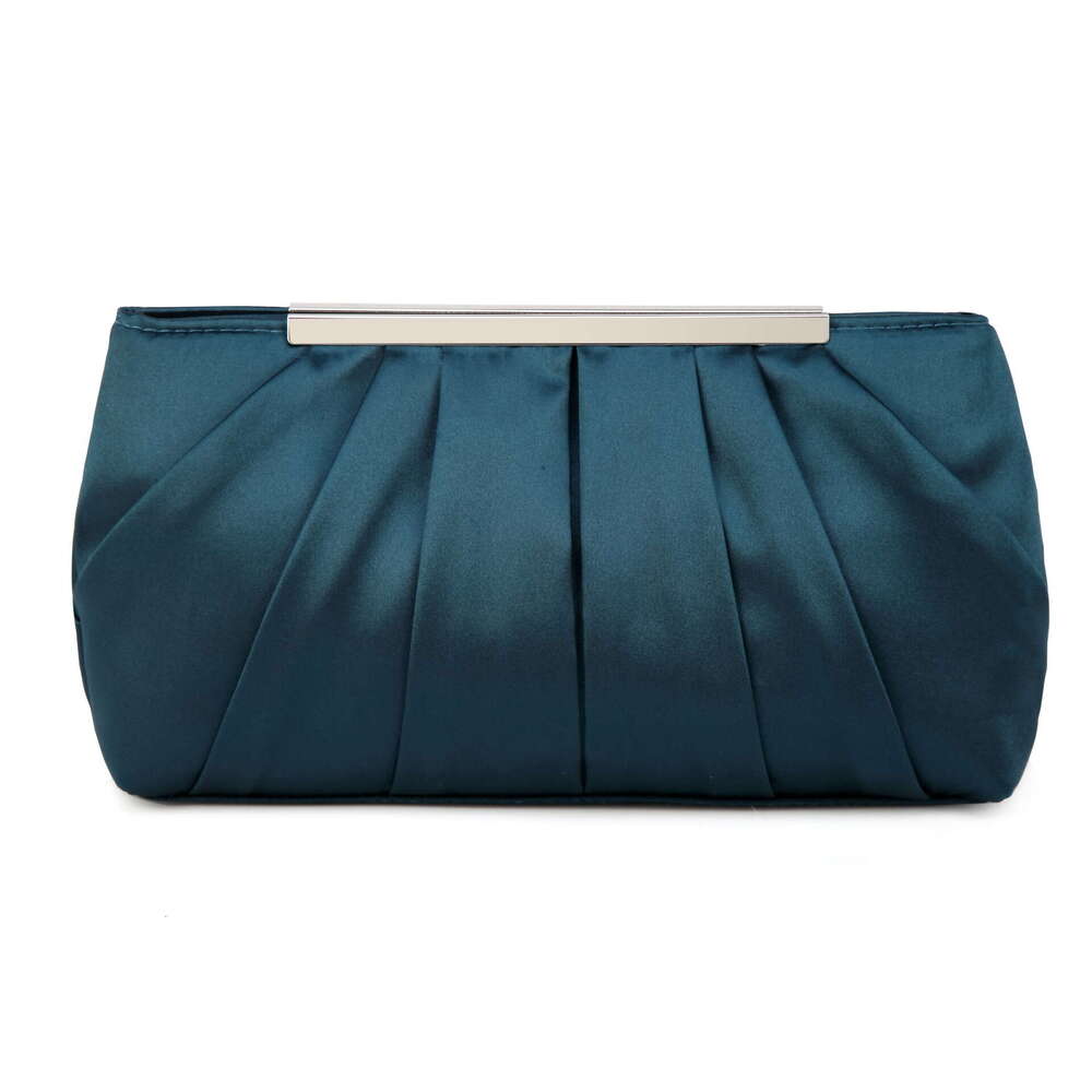 Exquisite Pleated Crystal Satin Tail Evening Bag Wedding Bridal Clutch Handbag Shoulder Chain Ladies Designer Wallet Purse