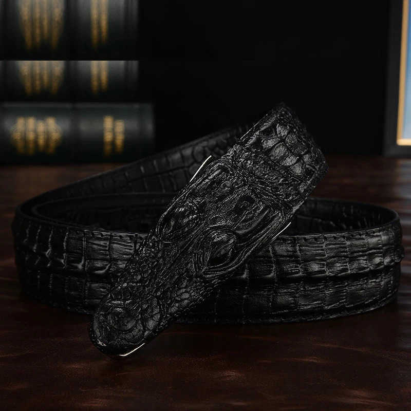 New Men Luxury Belts Snake Buckle Crocodile Pattern Genuine Leather Belts for Men High Quality Vintage Brand Jeans Strap ZD2110 U250724