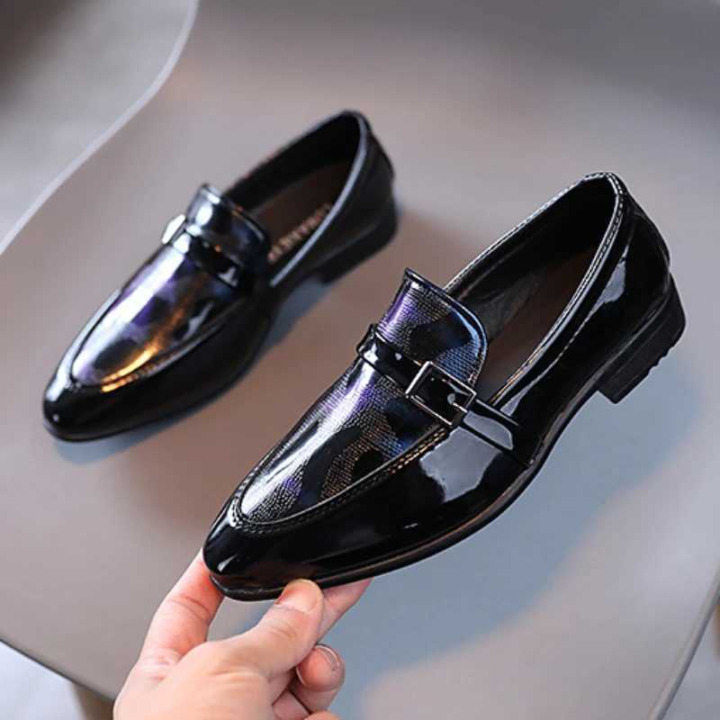 Childrens Leather Shoes Fashion British Style Boys School Performance Low-heeled Versatile Kids Wedding Pointed Toe Single Shoes XJ250724