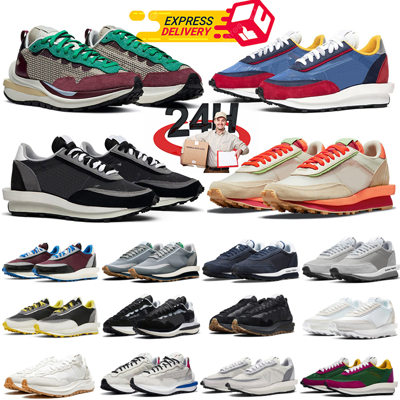 designer shoes Running Shoes Sacais Waffles Sail nylon White Gum Black Bright Citron Fragment Grey Blue Game Suede Dark Iris Court Purple Sakai Sneakers 36-45