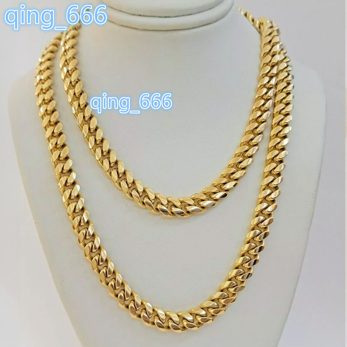 2025 New DE Wholesale 14K 18K Solid Real Gold 8MM Cuban Link Chain Bracelet Iced Out Hip Hop Necklace Fine Jewelry Men Women