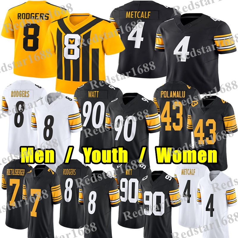 #4 DK Metcalf Football Jersey #8 Aaron Rodgers TJ Watt Jalen Ramsey Darius Slay Will Howard Zach Frazier Chris Boswell Troy Polamalu Joey Porter Derrick Harmon jerseys