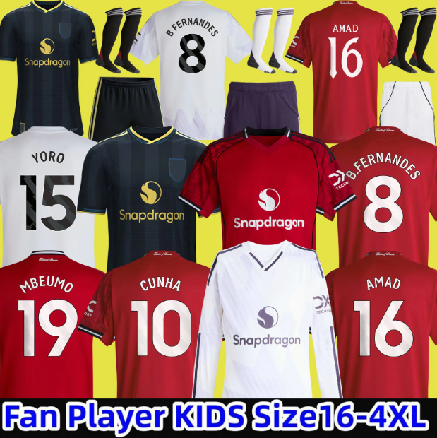 2025 DE LIGT HOJLUND MAINOO MOUNT football shirt Soccer Jersey Pre match Stone Roses MARTINEZ CASEMIRO B. FERNANDES 24 25 26 kit kids tops YORO DORGU Mount AMAD CUNHA 999