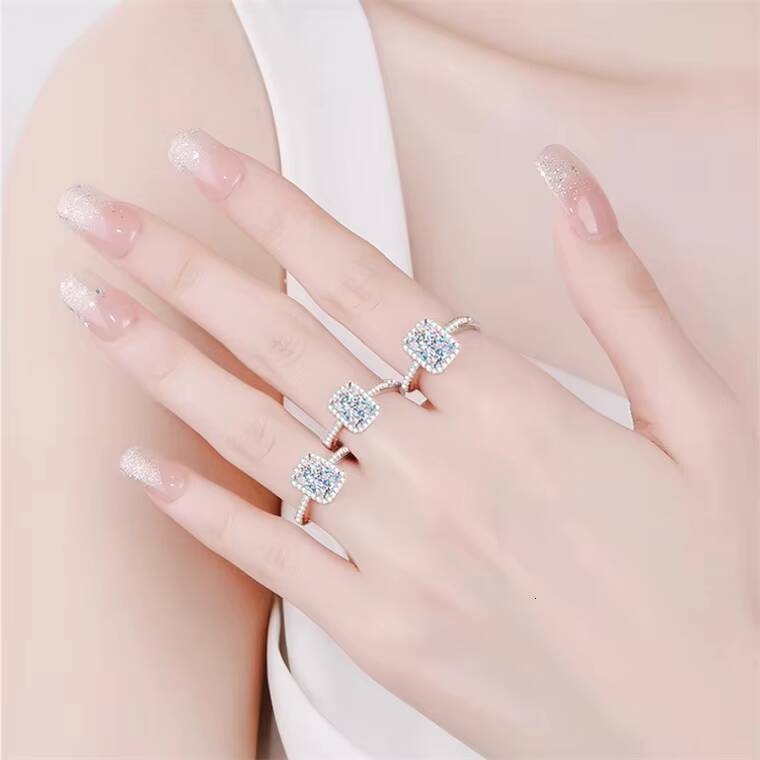 Best Quality 925 Sterling Silver Square Diamond Moissanite Ring Exclusive Custom Design From Mozambique