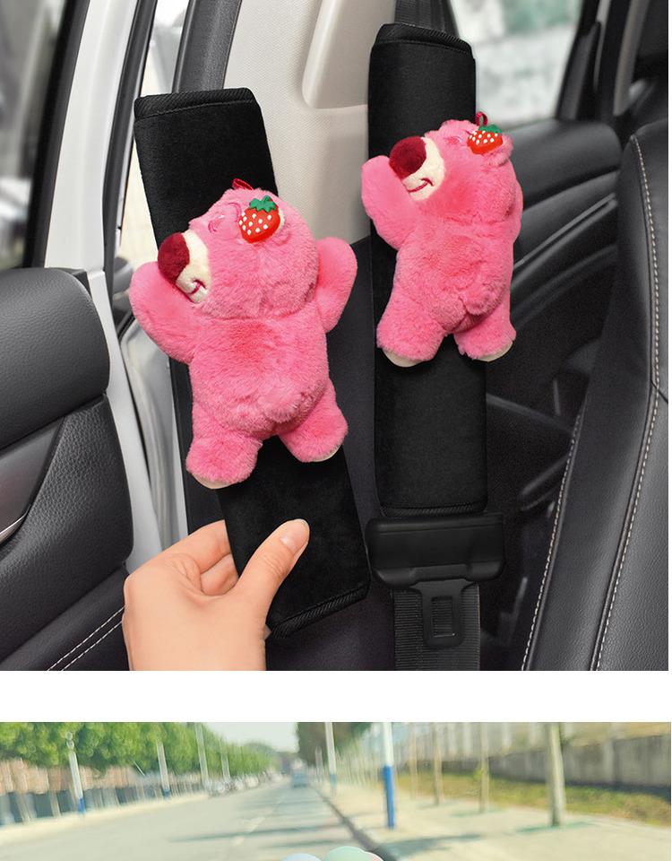 Internet celebrity strawberry bear cute car interior decoration doll parking sign hook display screen car accessories decoration