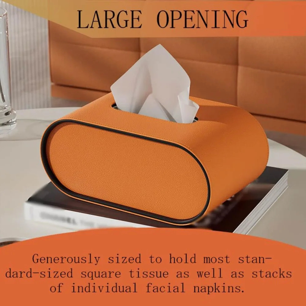Light Luxury Ellipse Leather Tissue Box Multifunctional Paper Holder Printed Tissue Box 250724