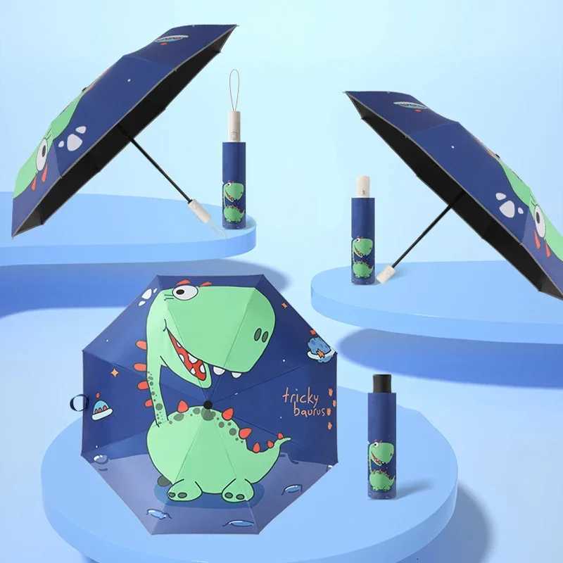 Automatic Umbrella Dinosaur Umbrella Sun Protection and Wind Edge Reflective Strip Non-Springback Design Travel Folding Umbrella R250724