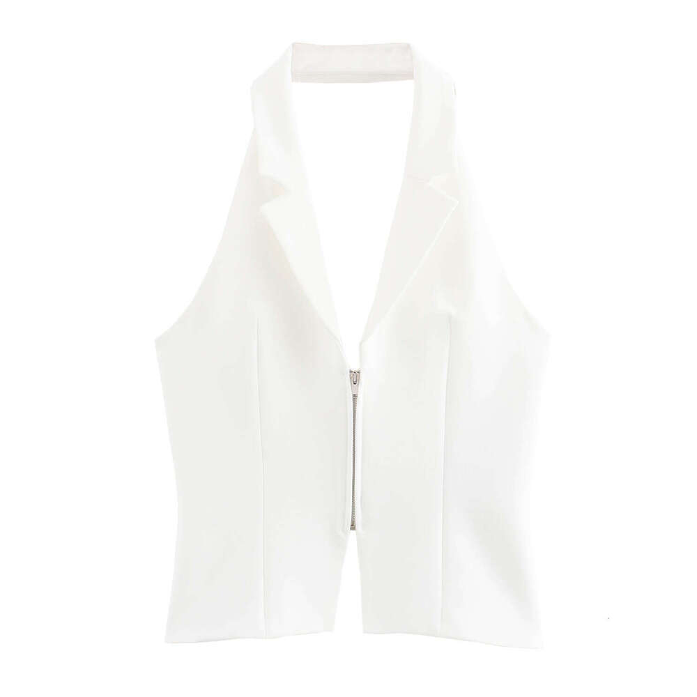 TRAFZA Women's Summer New Backless Buckle Slim Fit V-Neck Halter Tank Top B5 b6