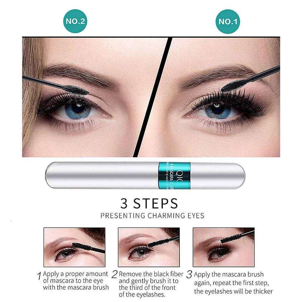 Double In-one Silk Fiber Waterproof Mascara for Eyelash Extension Black Thick Lengthening Eye Lashes Cosmetics X250724