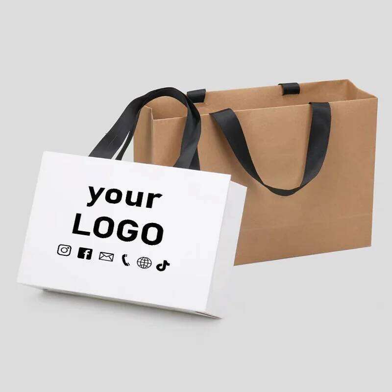 10pcs Paper Custom Clothing Store Handbag Printed Gift Cosmetic Shirt Jacket Product Packaging Bag