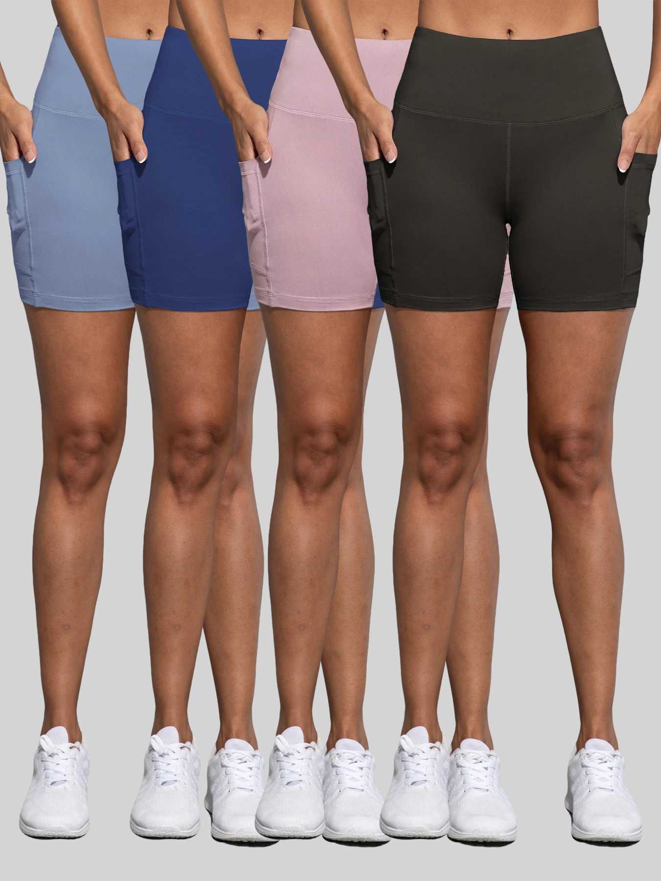 Double Pocket Yoga Shorts for Women Solid Color Butt Lifting Cycling Tight Outdoors Elastic Jogging Shorts Female SportswearXJ250724