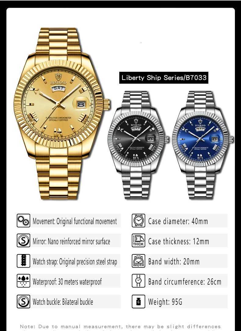 BINBOND Brand Mens Business Sports Quartz Watch Classic Waterproof Luminous Calendar Creative Clock Male Personalized Wristwatch W250724