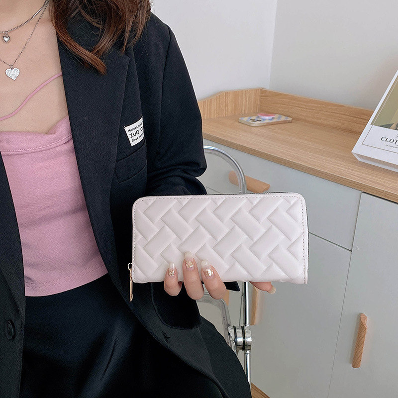 Free Shipping Designer Bag New Foreign Trade Women's Wallet Leather Embossed Casual Handbag Medium Long Wallet Mobile Phone Bag