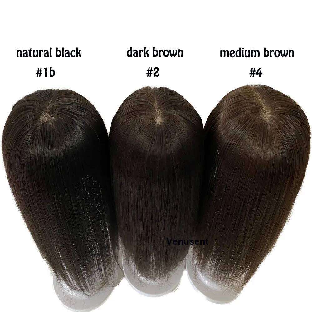 15x16cm Women Human Base Topper Silk Top Toupee Natural Wave Virgin European Hair Piece with Clip In & PU Free Part