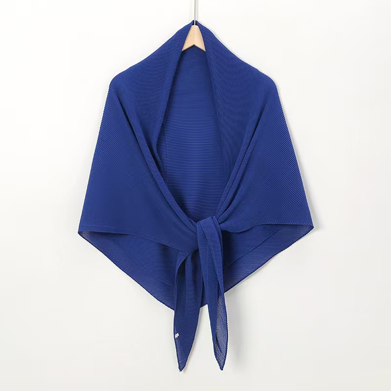 T1298 new solid color pearl chiffon wrinkled large square scarf fashion Malay Indonesia solid color pleated headscarf scarf