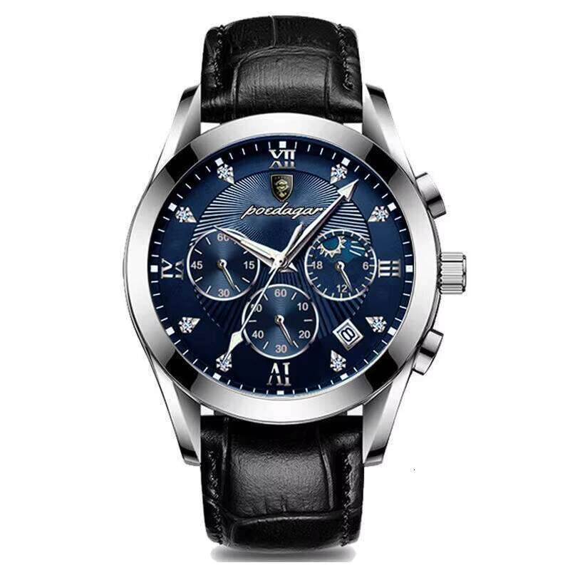 DHgargets POEDAGAR New Top Brand 820 Men Watch Waterproof Luminous Sport Wristwatch Quartz Leather Relogio Masculino