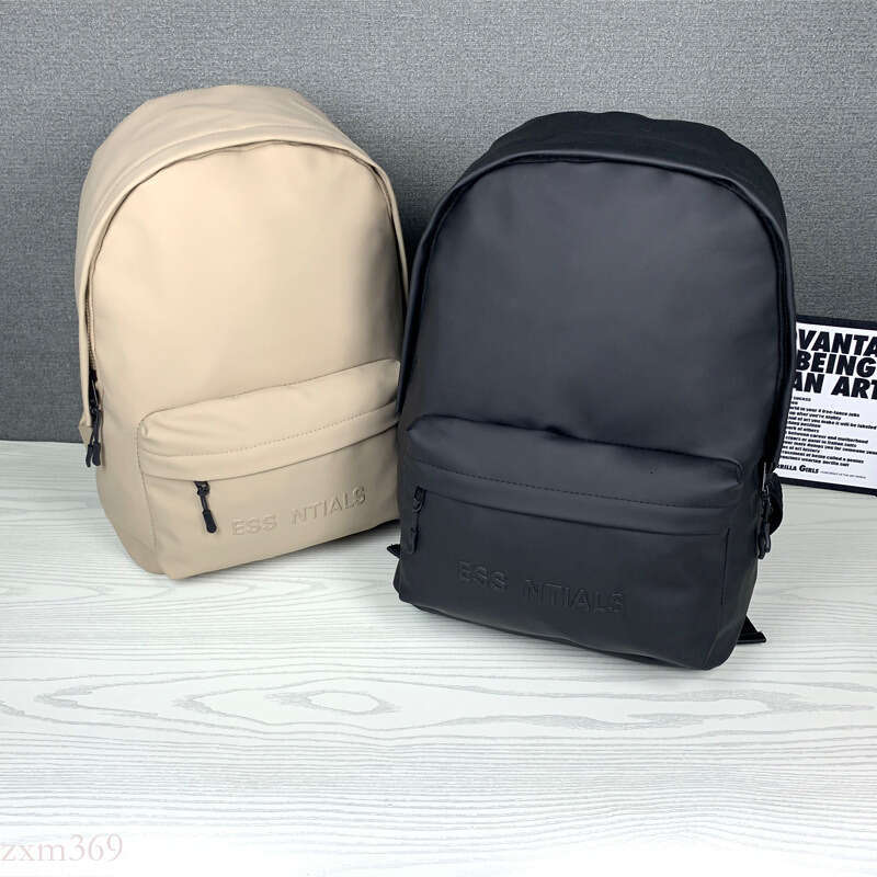 Minimalist Trendy Brand ESpu Leather Material Waterproof Double Shoulder Niche Design Backpack Unisex College Style School Laptop Bag