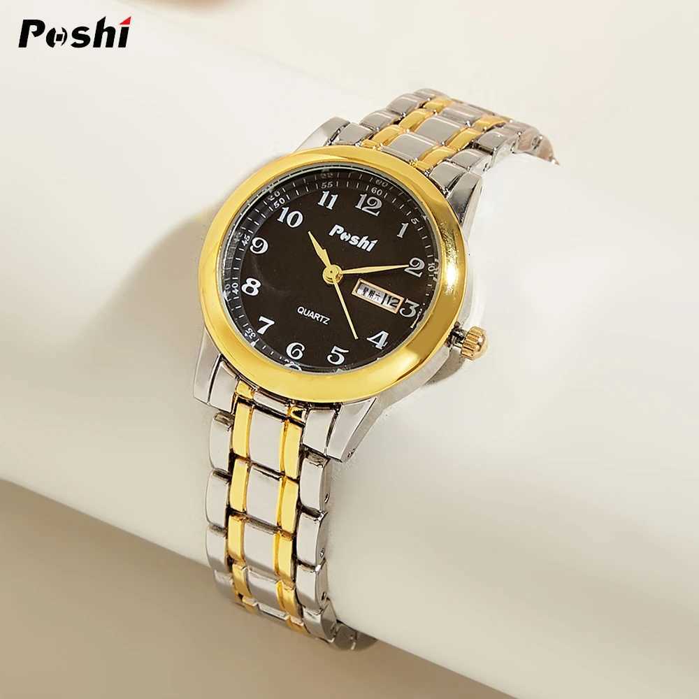POSHI Original Waterproof Quartz Watch for Women Fashion Ladies Bracelet Luxury Stainless Steel Strap Date Week Womens Watches W250724