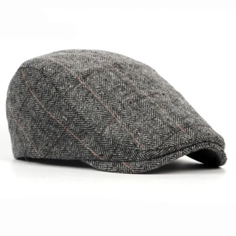Retro sboy Caps Men British Painters Hats Autumn Winter Berets Herringbone Grid with Red Line Flat Cap Hip Hop Berets 250723