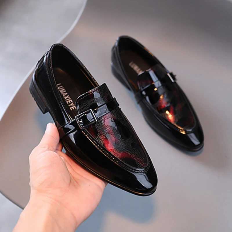 Childrens Leather Shoes Fashion British Style Boys School Performance Low-heeled Versatile Kids Wedding Pointed Toe Single Shoes XJ250724