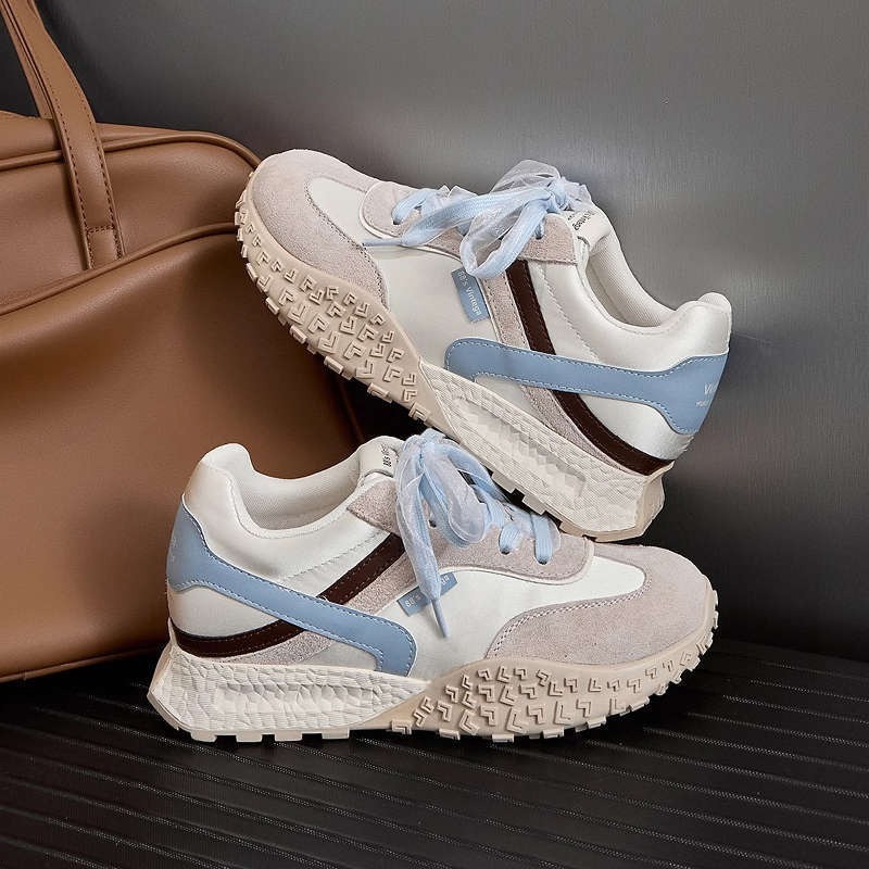 Dexun Women's 2025 Spring New 4cm Thick Sole Versatile Color Block Silk Height Increasing Dad Shoes Agan Ins Sneakers ddmythur