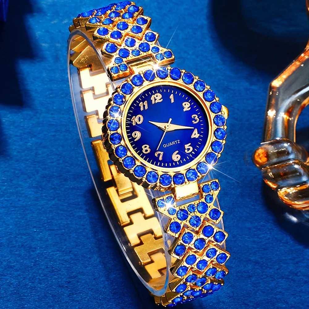 6pcs/set Womens Luxury Rhinestone Quartz Watch Elegant Fashion Analog Wrist Watch Synthetic Gem Jewelry Set Gift for Mom Her W250724