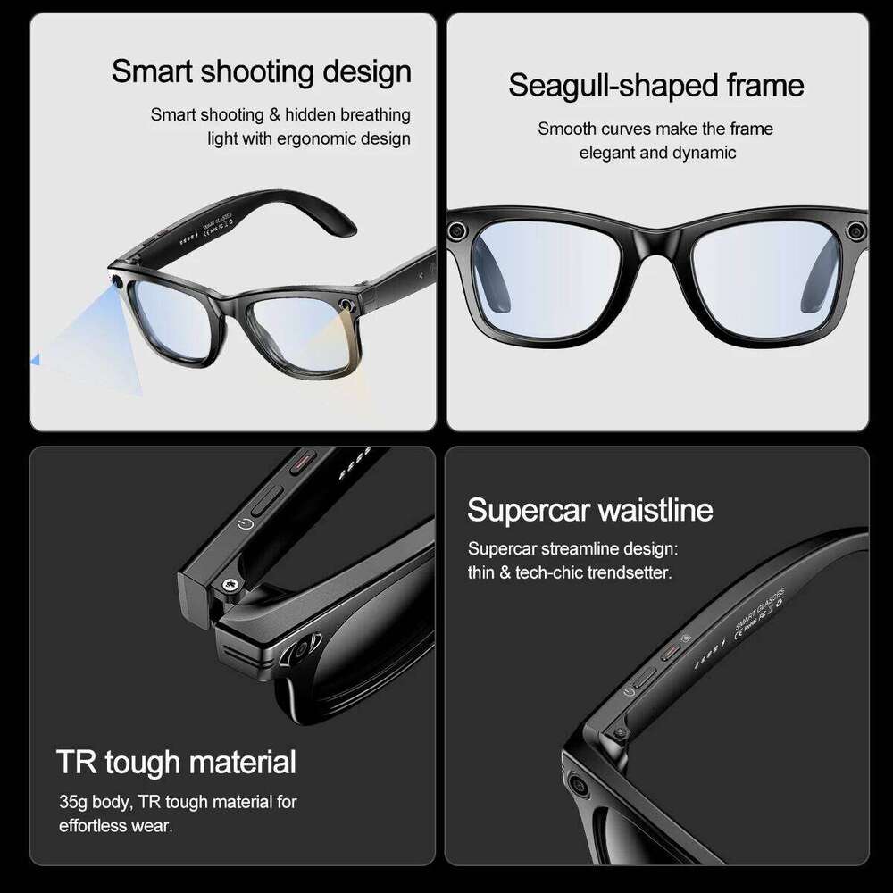 Meta Glasses New Fashion Smart Glasses Camera AI Dialogue Interaction Music Earphones BT Call HD Video/Photo Record Outdoor Sports Sunglasses