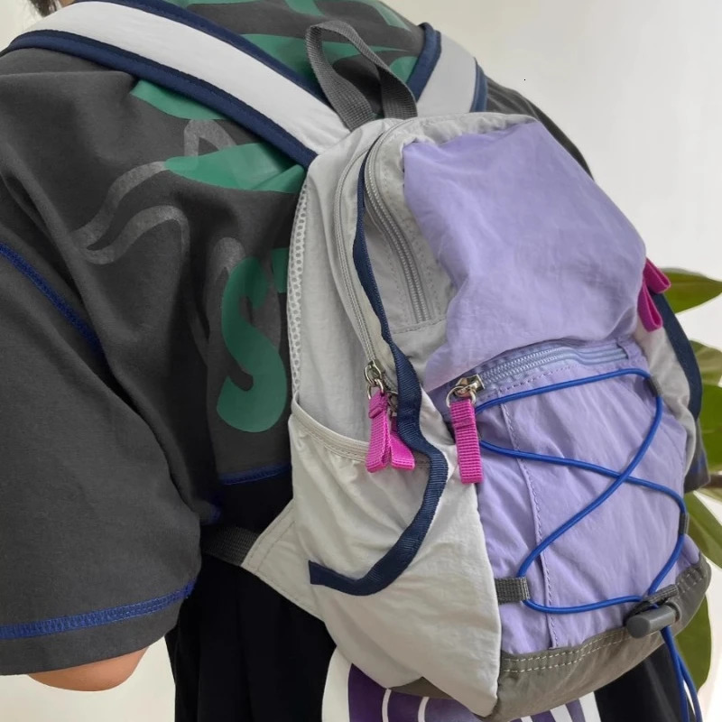 Patchwork Contrast Color Fashion Backpacks Trendy All Match Travel Casual Backpack Women Sweet Y2k Aesthetic Schoolbags 250723