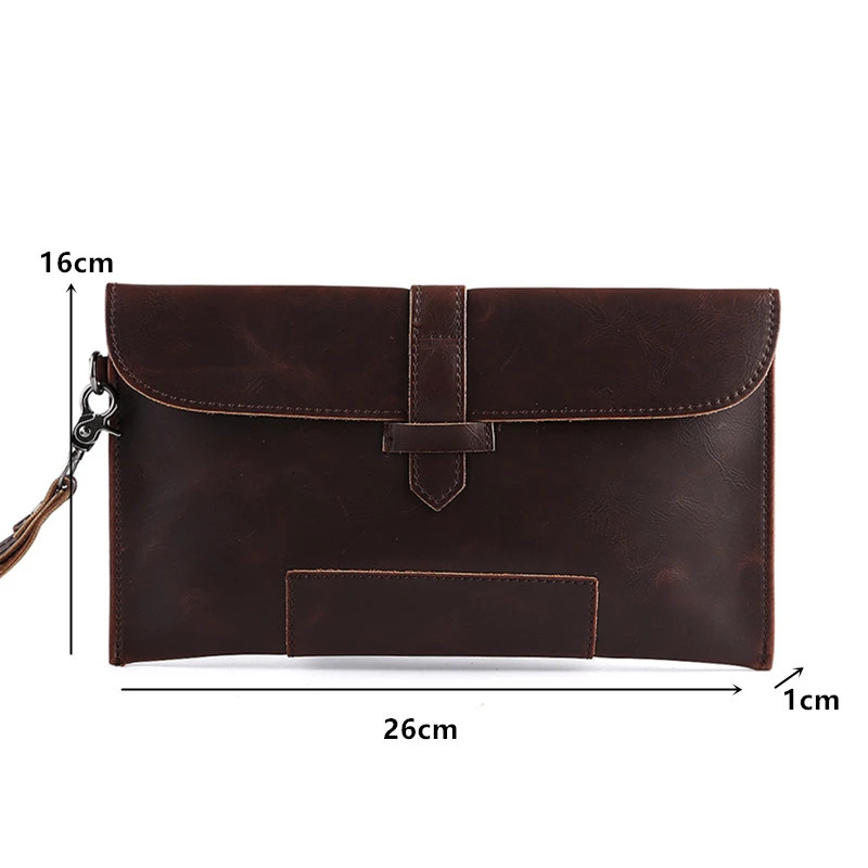 Crazy Horse Leather Clutch Men Vintage Fashion Handbag Envelope Clutch for Men Small Purse High Quality Clutches Bag Man Handbag 250723