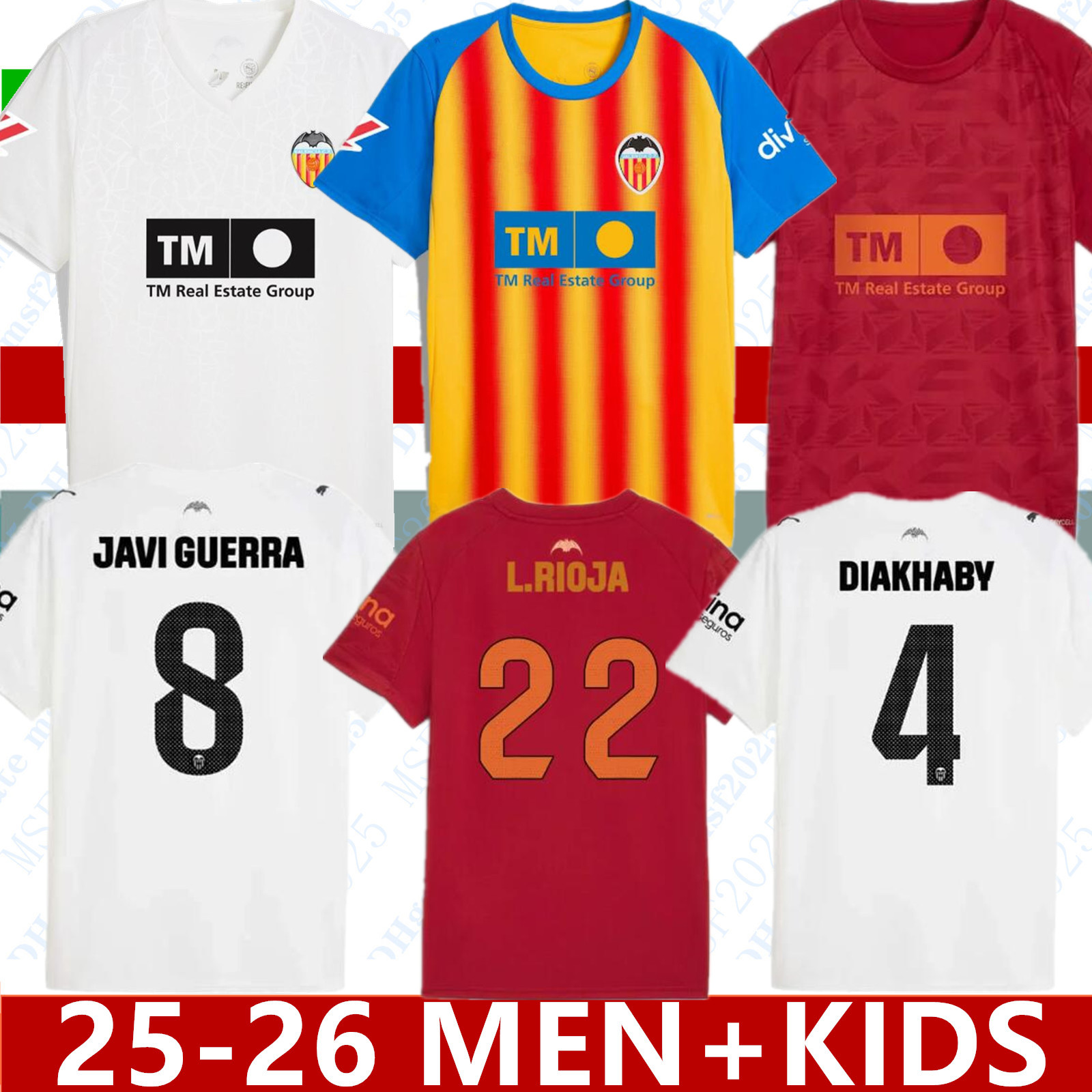 25 26 Valencias soccer jerseys CAVANI GUERRA GAMEIRO DURO LOPEZ MOSQUERA camisetas de futbol Gaya men kids kit football shirts Rivero C.SOLER Cheryshev child adults