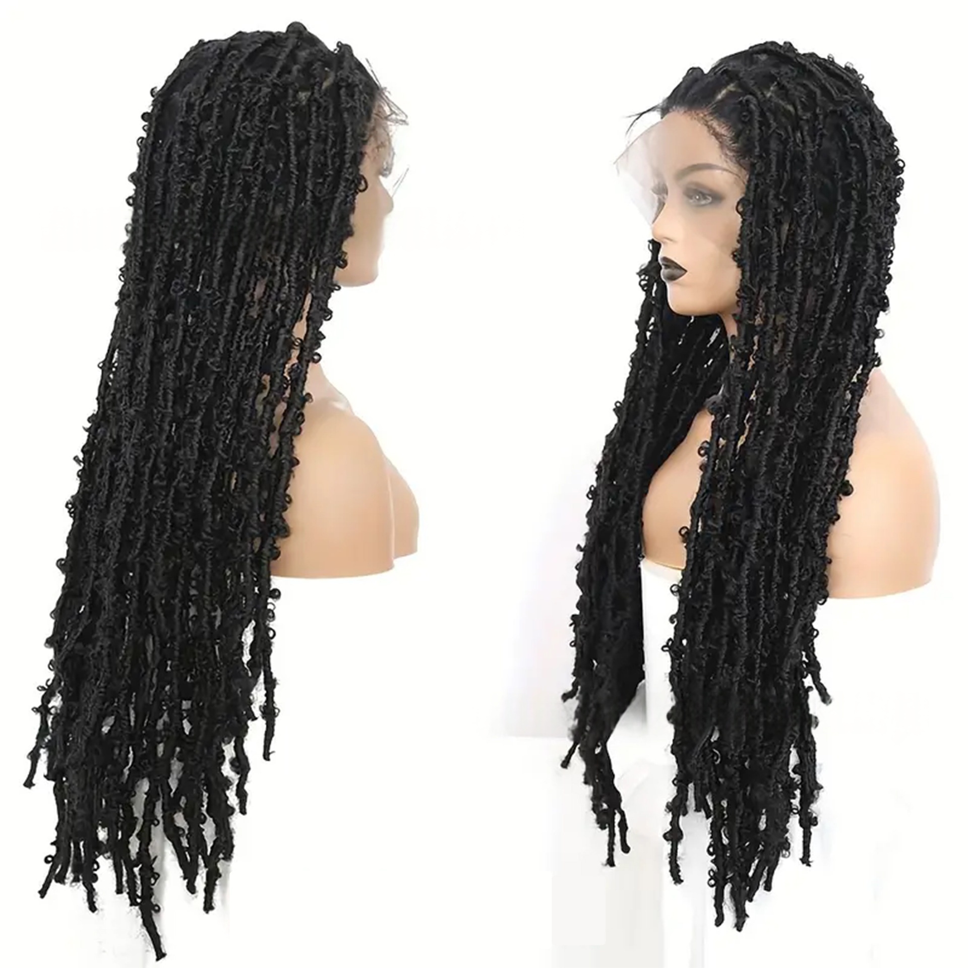 Braided Curly Wigs Look Like Really Human Hair 360 Full Lace Front Bohemian Boho Braid Wig Hair Cornrow Braids Lace Frontal Wigs Handmade Braided Wig 