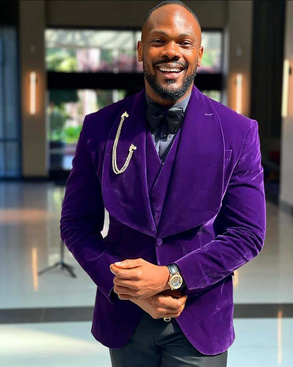 Purple Velvet Men Suits 2 Pieces Wide Shawl Lapel Tailored Costume Homme Formal Business Wedding Groom Prom Slim Fit Blazer