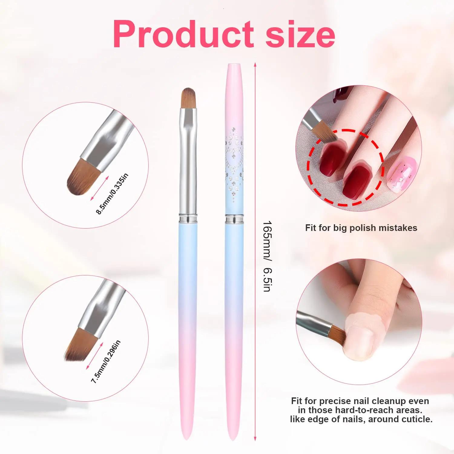 Nail Art Clean Up Brushes Painting Brushes for Nails with Round Angled Head Pen Painting Tools for Nail Art n 250716