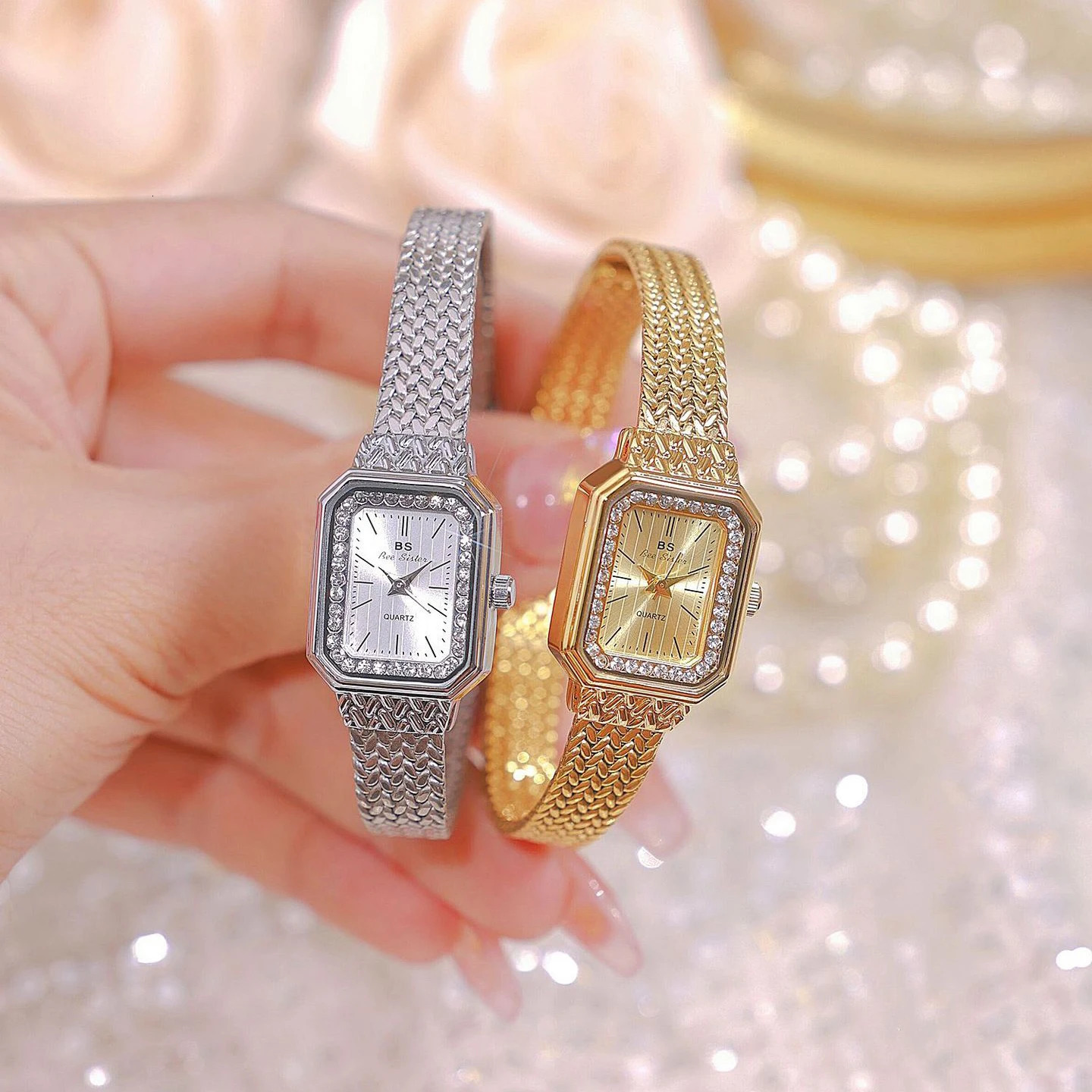 Fashion Watches For Womens Gold Classic Square Rhinestone Ladies Watch Quartz Waterproof Wristwatches Women Dress Clock 250723