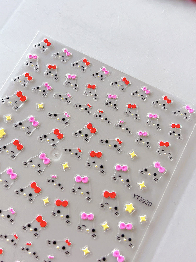 YITU Ants Hello Kitty, Bow, Cute Expressions, Nail Stickers, Black Series, Nail Decoration Stickers