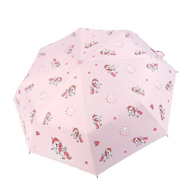Automatic Umbrella Pink and Purple Unicorns Lovely Umbrella Shade Umbrellas UV Blocking Rain and Wind Automatic Umbrella R250724