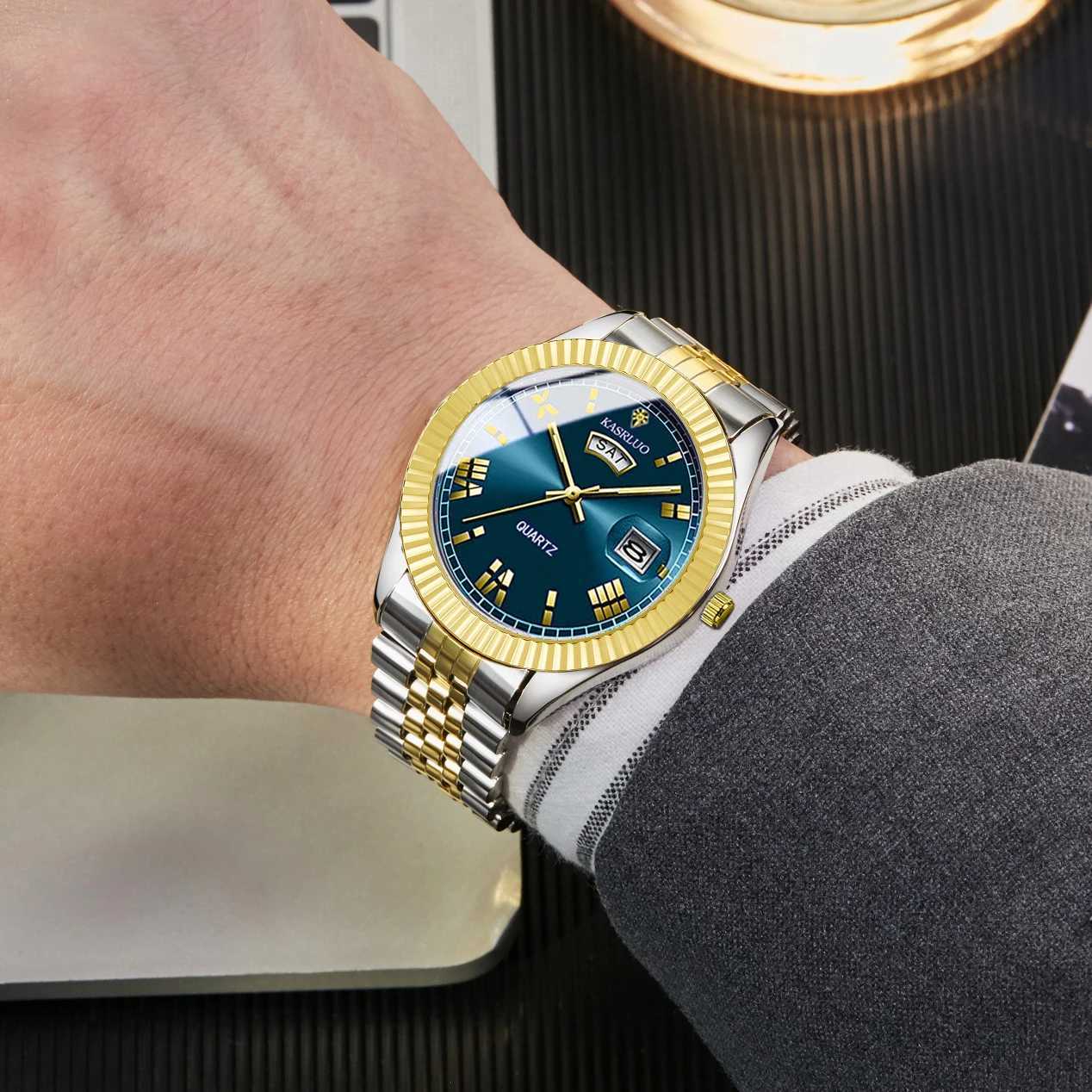 Mens Watch Log Roman Numerals Casual Fashion Stainless Steel Premium Luxury Business Quartz Watch W250724