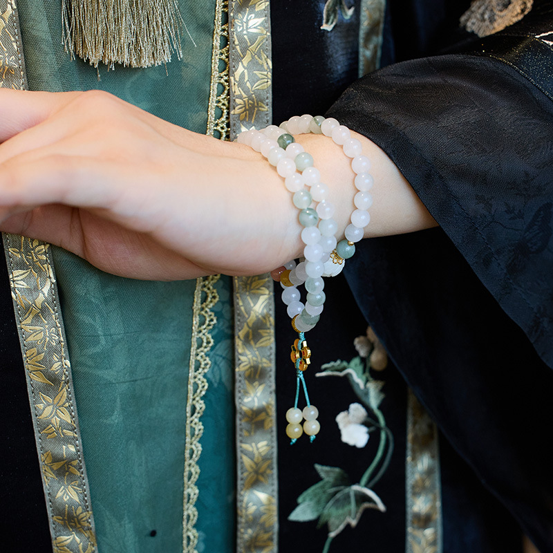 Chinese Style New Chinese inspired Beaded Bracelet Yellow Flower Wreath Tassel with Copper Gold Plated Accessories