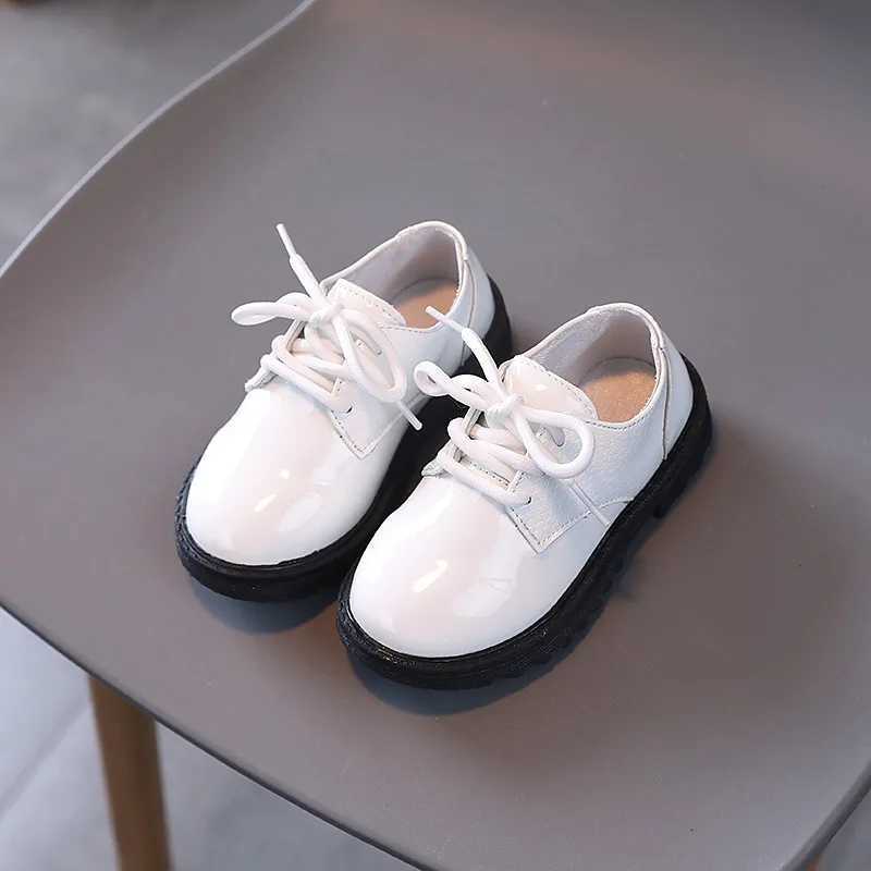 Boys Performance Leather Shoes Spring and Autumn New 2023 Britain Style All-match Black Childrens Fashion Black Lace-up Simple XJ250724