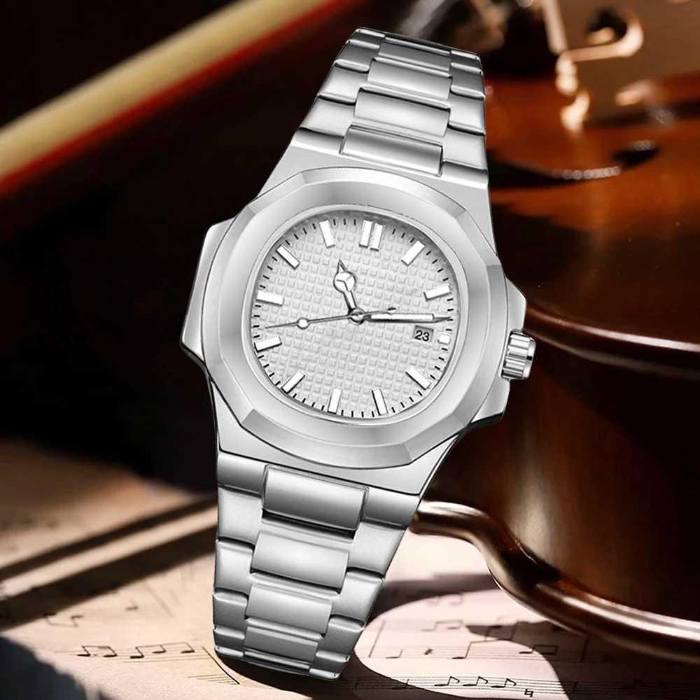 1PCS Silver Mens Watch Fashion Trend Simple Wind Strap Calendar Quartz Watch Suitable for Daily Clothing Matching Perfect Gift W250724
