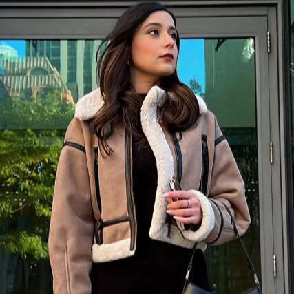 TRAFZAINS Autumn Winter Women's Double-Sided Short Turn-Down Collar Long Sleeve Jacket Coat B5